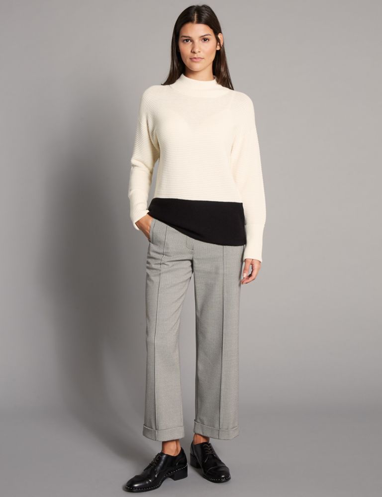 Dogtooth Print Straight Leg Trousers 3 of 6