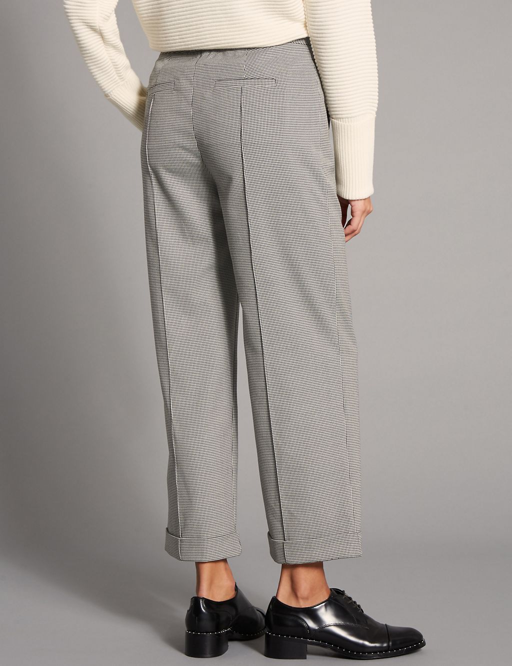 Dogtooth Print Straight Leg Trousers 4 of 6