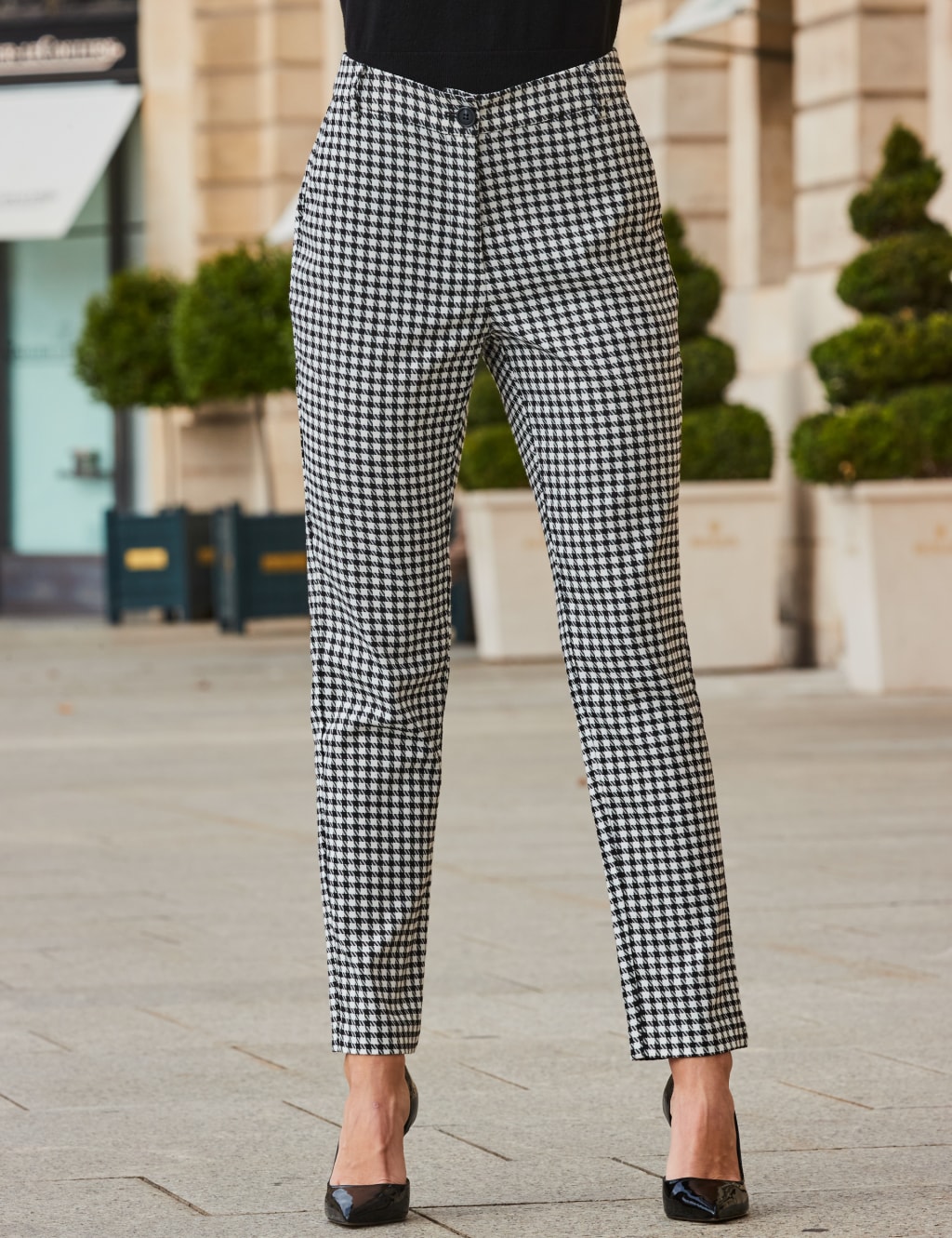 Dogtooth cropped trousers cheap
