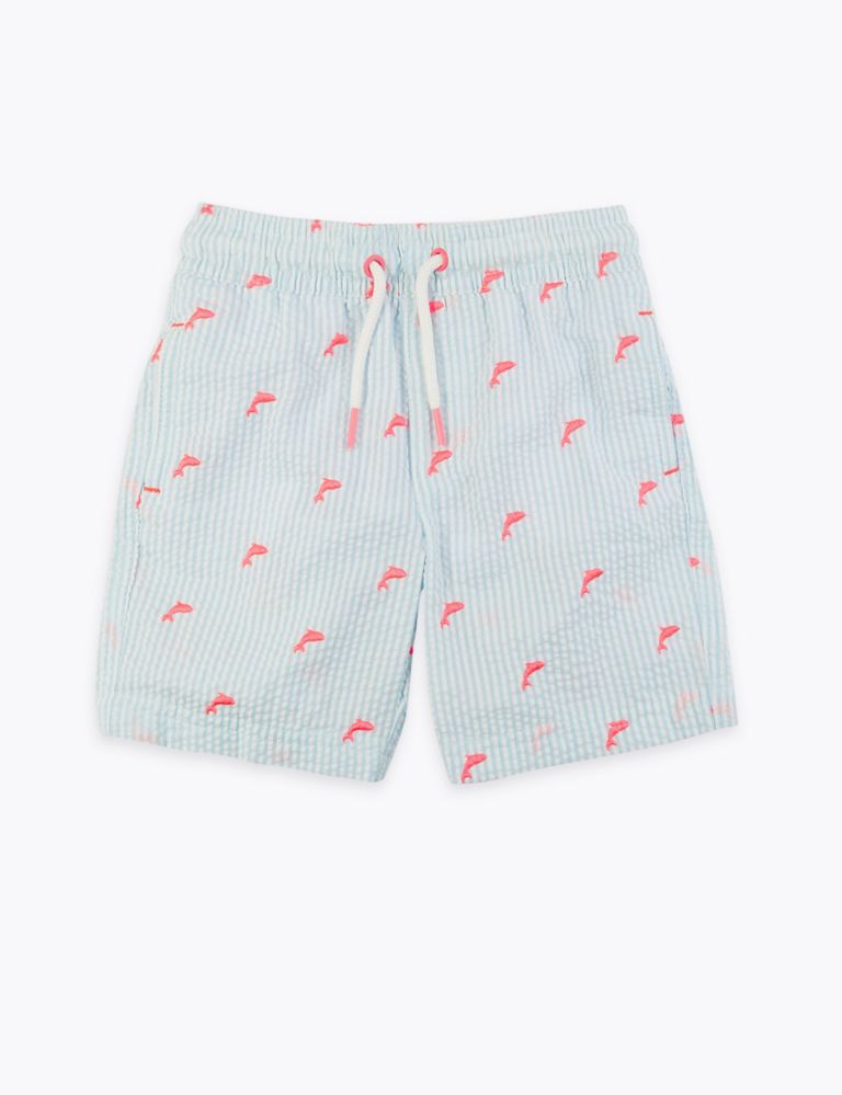 Dolphin Embroidered Striped Swim Shorts (2-7 Yrs) 1 of 3