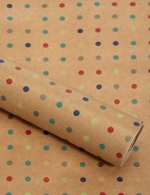 Dotty Kraft 2m Wrapping Paper M&S