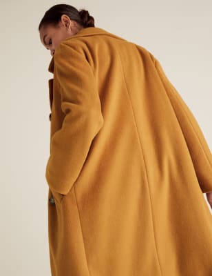 Double Breasted Longline Coat with Wool