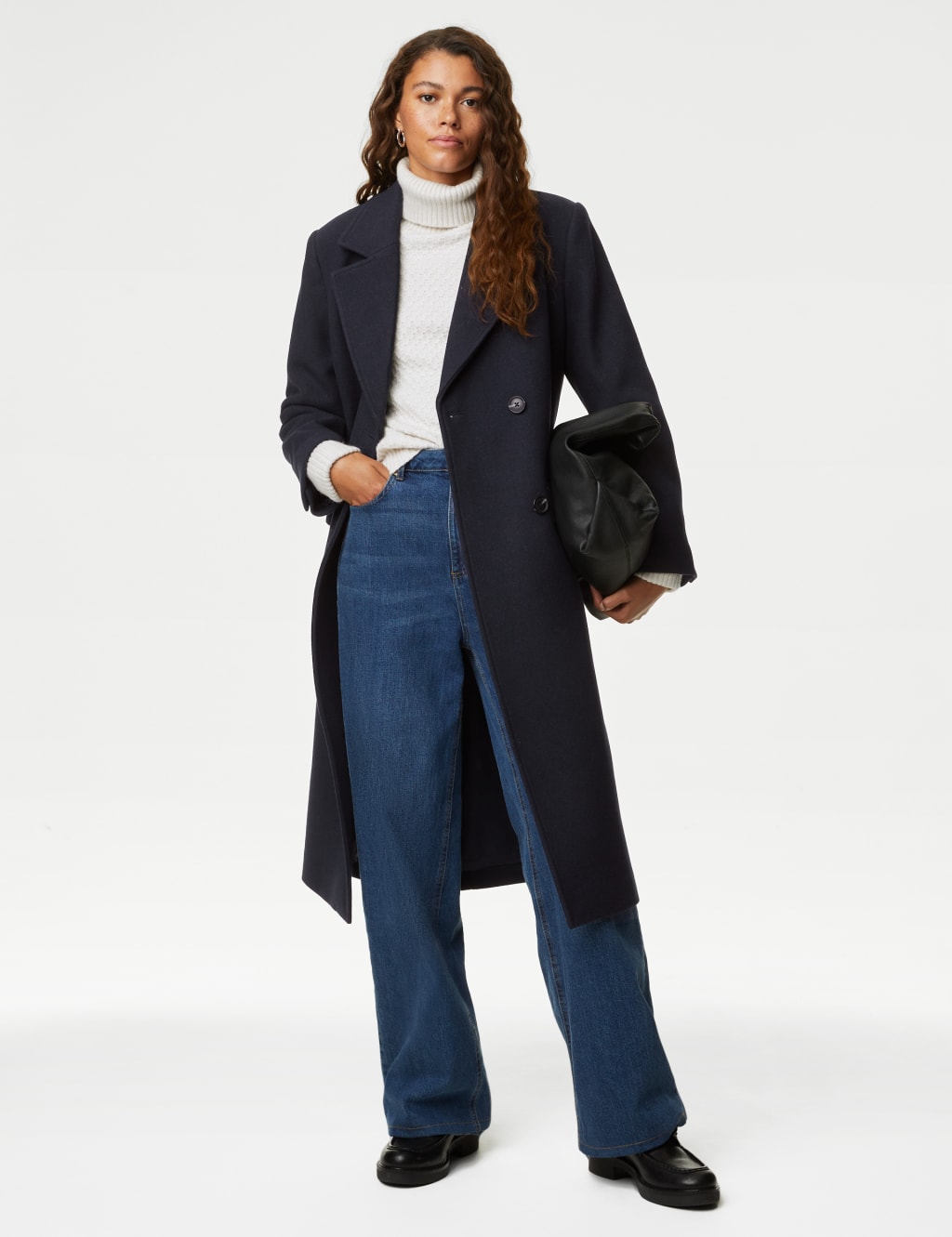 Something navy long feminine coat online