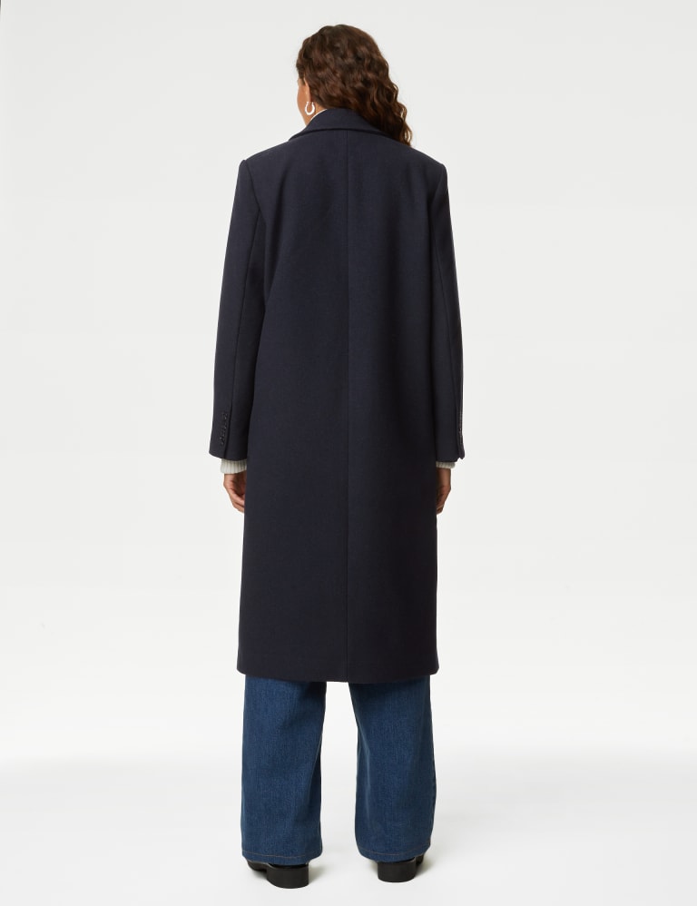 Double Breasted Longline Coat with Wool
