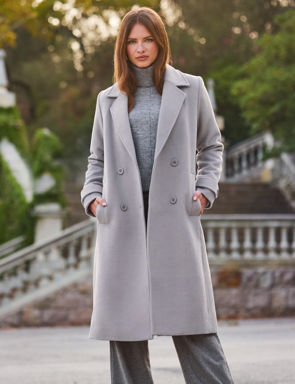 Grey fitted coat womens shop