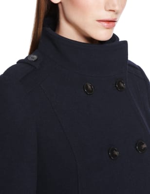 Ladies navy clearance wool reefer jacket