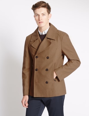 Mens pea coat double clearance breasted