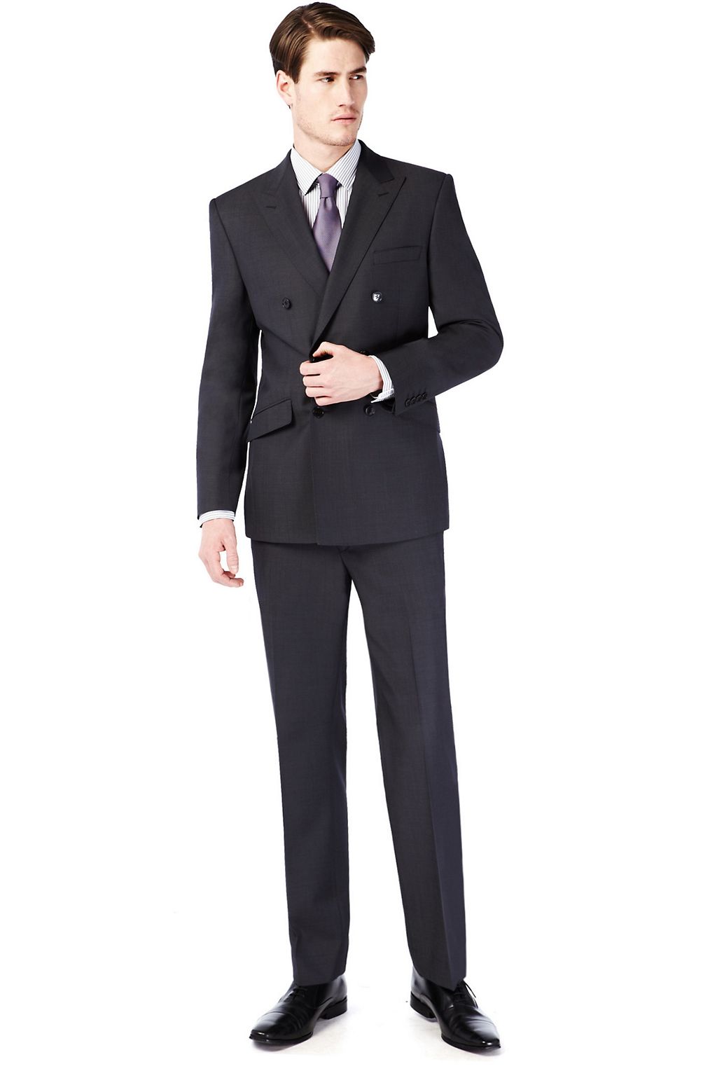 Double Breasted Tailored Fit Suit Jacket with Wool 3 of 3