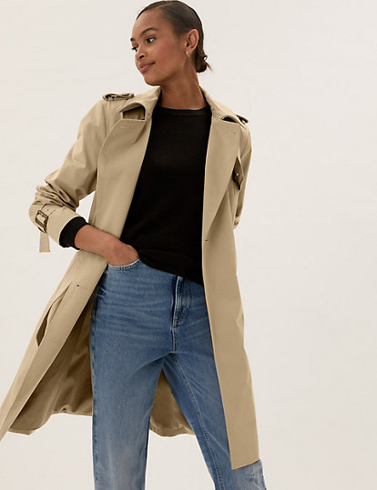 Double Ted Trench Coat M S, Short Trench Coat Womens Marks And Spencer