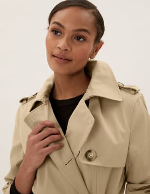 Double-breasted Trench Coat - Beige - Ladies