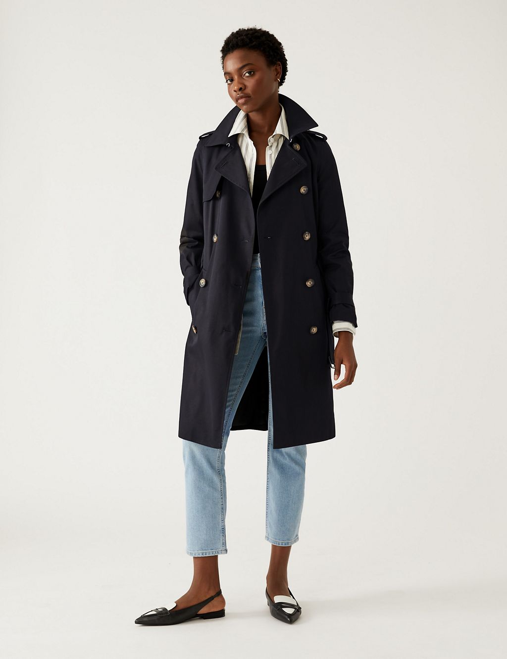 Double Breasted Trench Coat with Recycled Polyester | M&S Collection | M&S