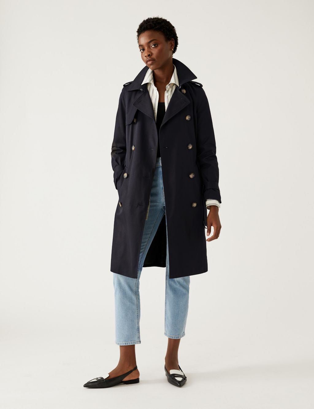 Double Breasted Trench Coat with Recycled Polyester | M&S Collection | M&S