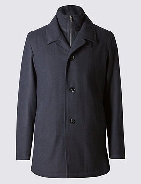 Double Collar Coat with Wool Image 2 of 4