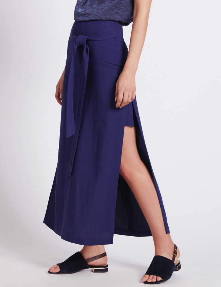 Double Layered Belted Straight Skirt 1 of 3