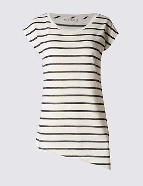 Double Layered Striped Top with Linen Image 2 of 3