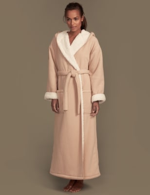 Double Layered Textured Fleece Dressing Gown M S Collection M S