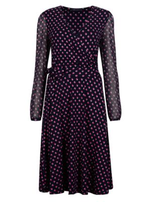 Double Spotted Chiffon Sleeve Wrap Dress | M&S Collection | M&S