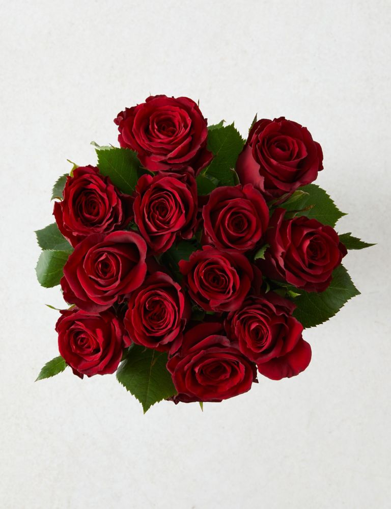 Dozen Red Rose Bouquet & Prosecco 2 of 6
