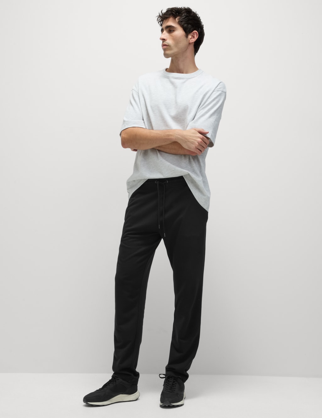 Drawstring Cotton Rich Straight Leg Joggers, M&S Collection