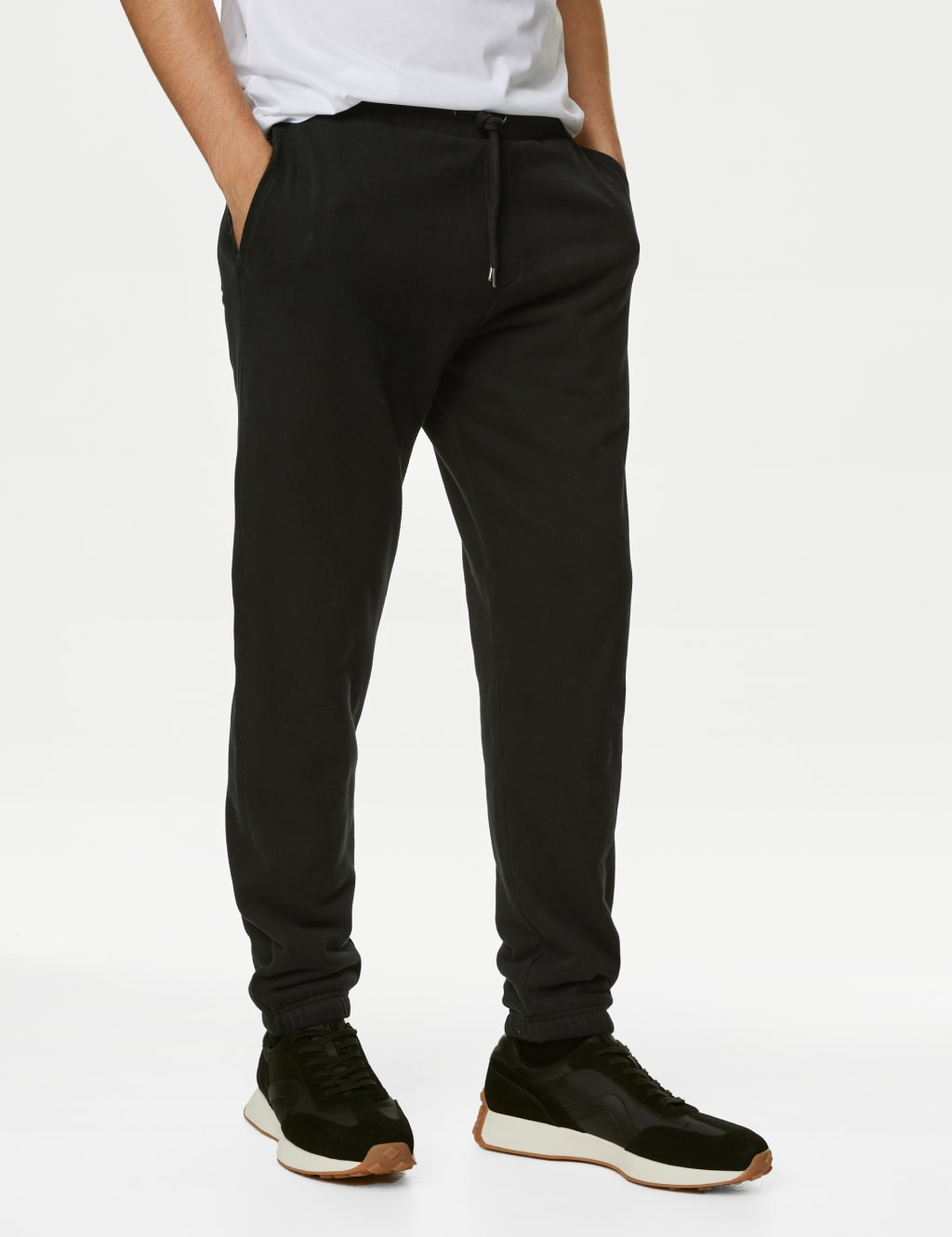 Drawstring Pure Cotton Fleece Lined Joggers M S Collection M S