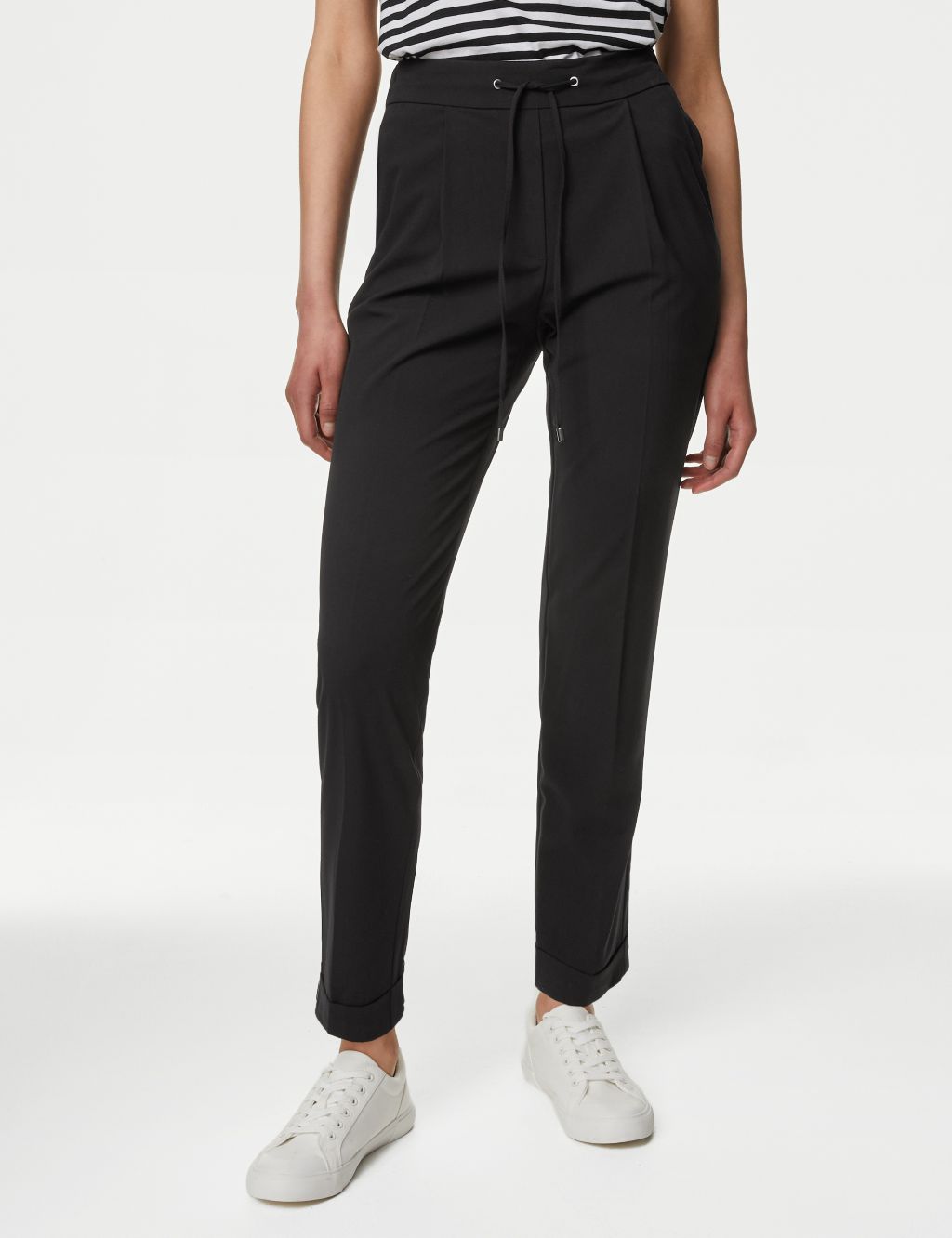 Drawstring Tapered Ankle Grazer Trousers | M&S Collection | M&S