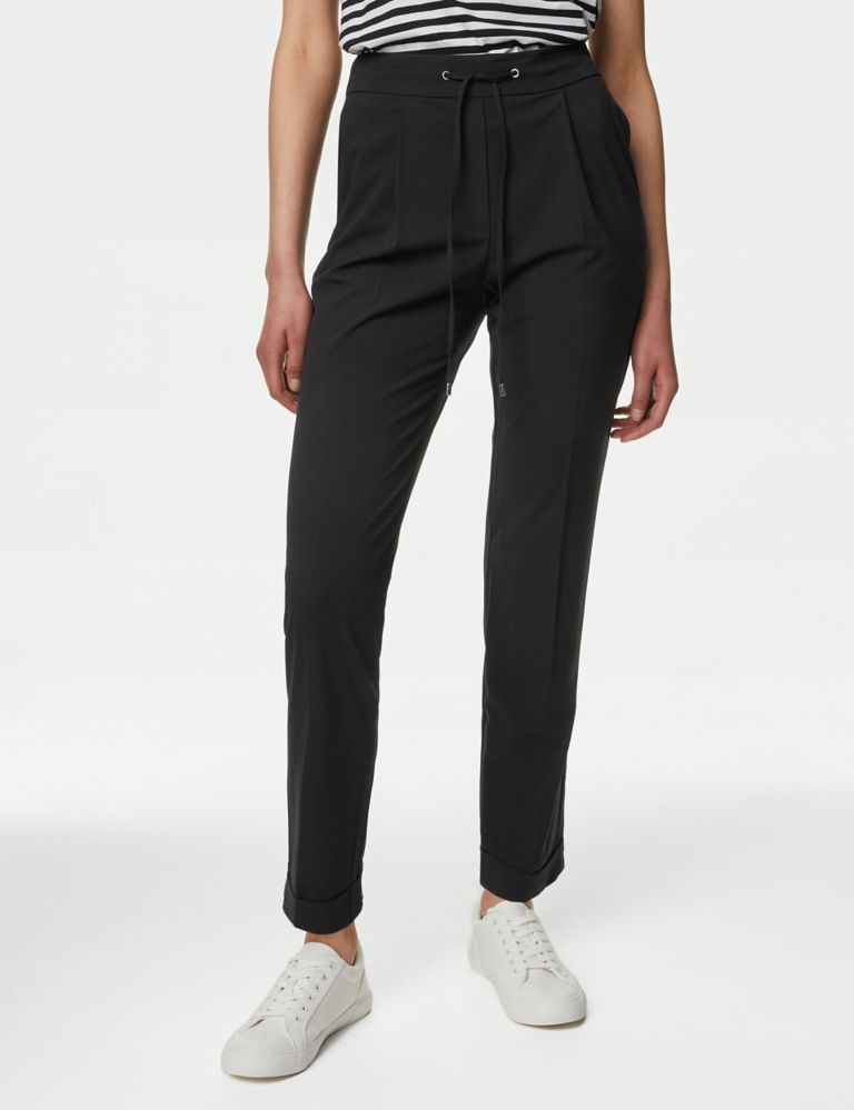 Drawstring Tapered Ankle Grazer Trousers, M&S Collection