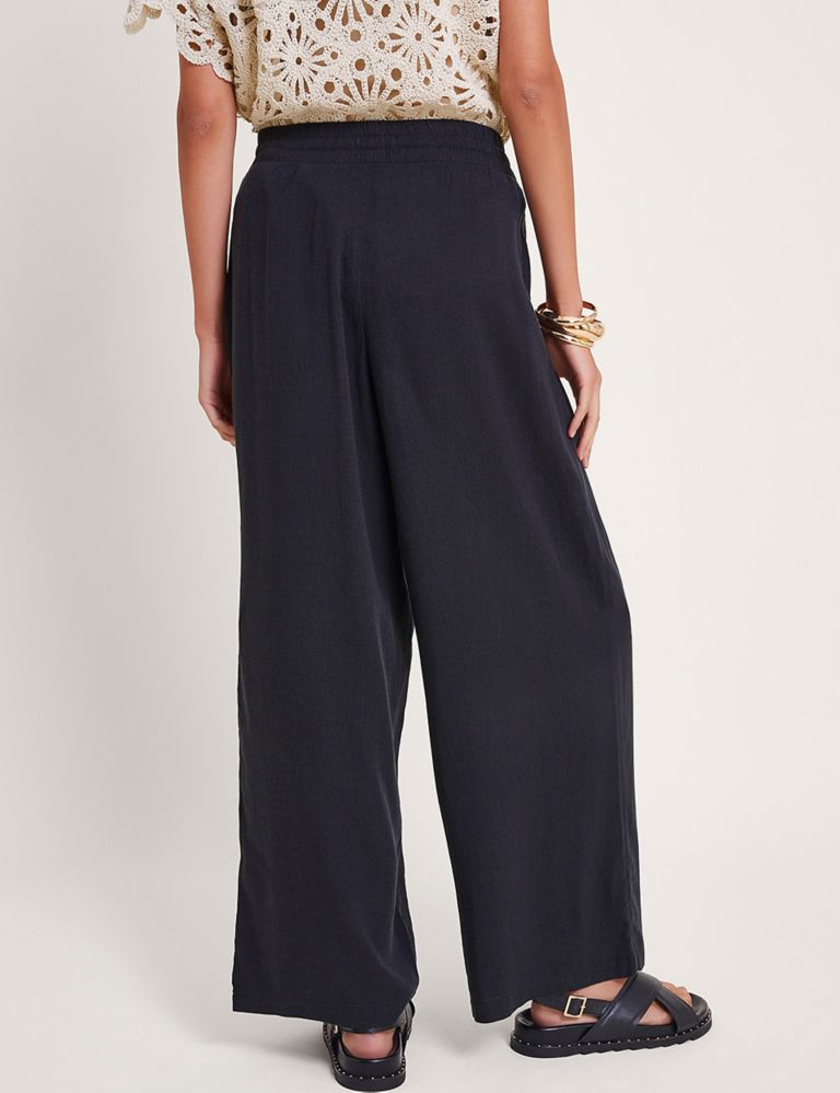 Drawstring Wide Leg Culottes with Linen 4 of 4