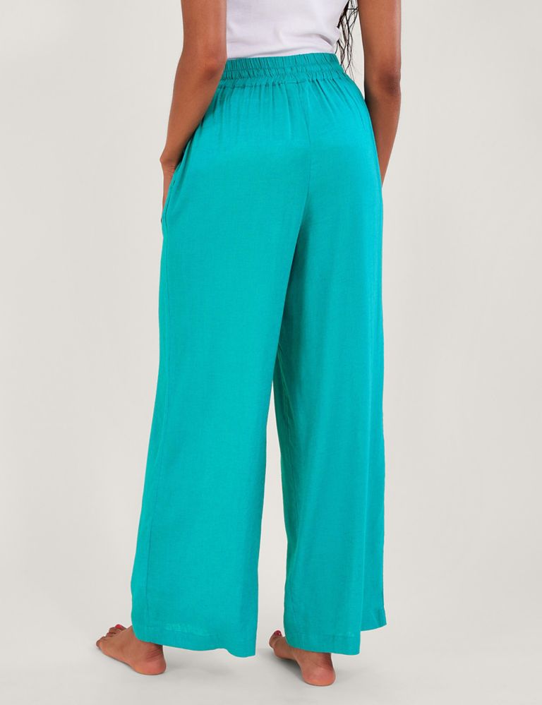 Drawstring Wide Leg Trousers with Linen 4 of 5
