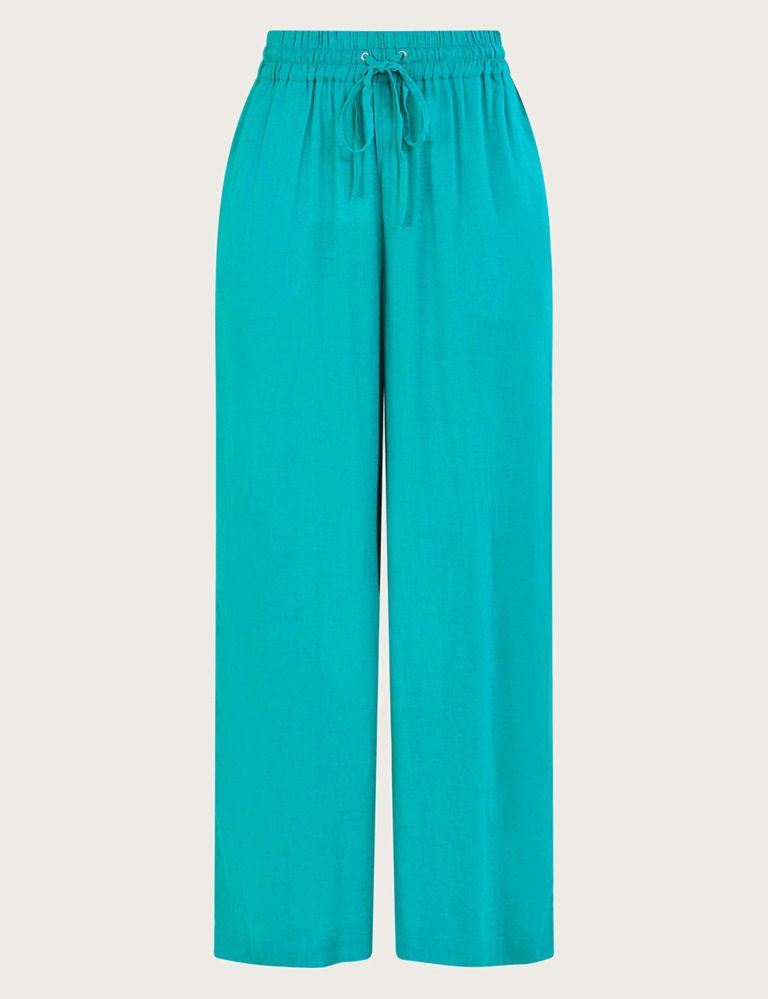 Drawstring Wide Leg Trousers with Linen 2 of 5