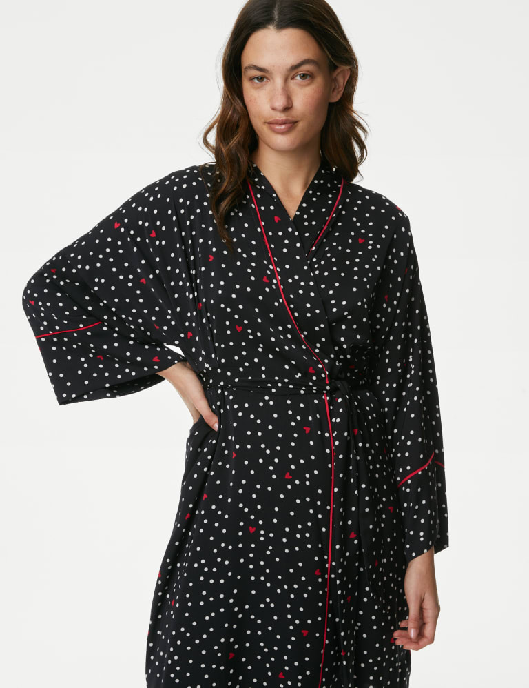 Dream Satin Polka Dot Dressing Gown M S Collection M S