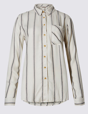 Drop Hem Striped Long Sleeve Shirt Image 2 of 3