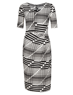 Drop A Dress Size Broken Striped Shift Dress With Secret Support M S Collection M S
