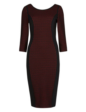 Drop a Dress Size Spotted Jacquard Bodycon Dress with Secret Support™ Image 2 of 4