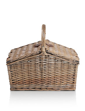 Dual Opening Wicker Picnic Basket with Cups, Plates & Cutlery Image 2 of 3