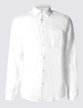 Easy Care Pure Linen Shirt with Pocket Image 2 of 4
