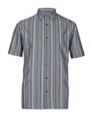 Easy Care Soft Touch Striped Shirt with Modal Image 2 of 3