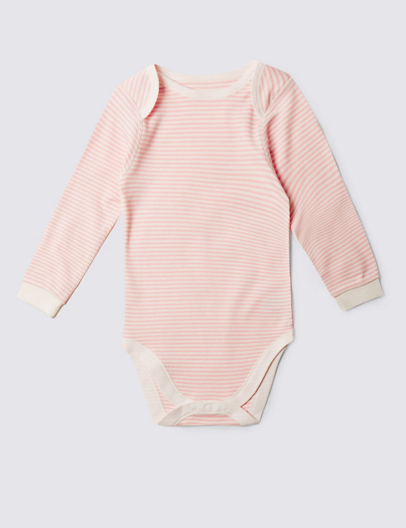 Easy Dressing Pure Cotton Striped Bodysuit (3-8 Years) Image 1 of 2