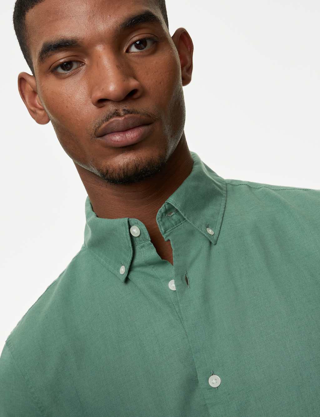 Easy Iron Cotton Linen Blend Shirt M&S Collection M&S