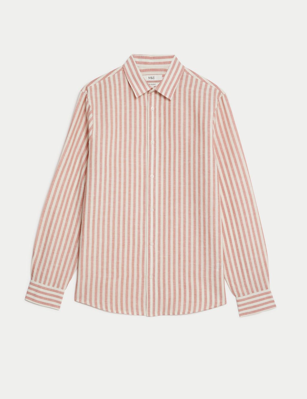 Easy Iron Cotton Linen Blend Striped Shirt 1 of 5