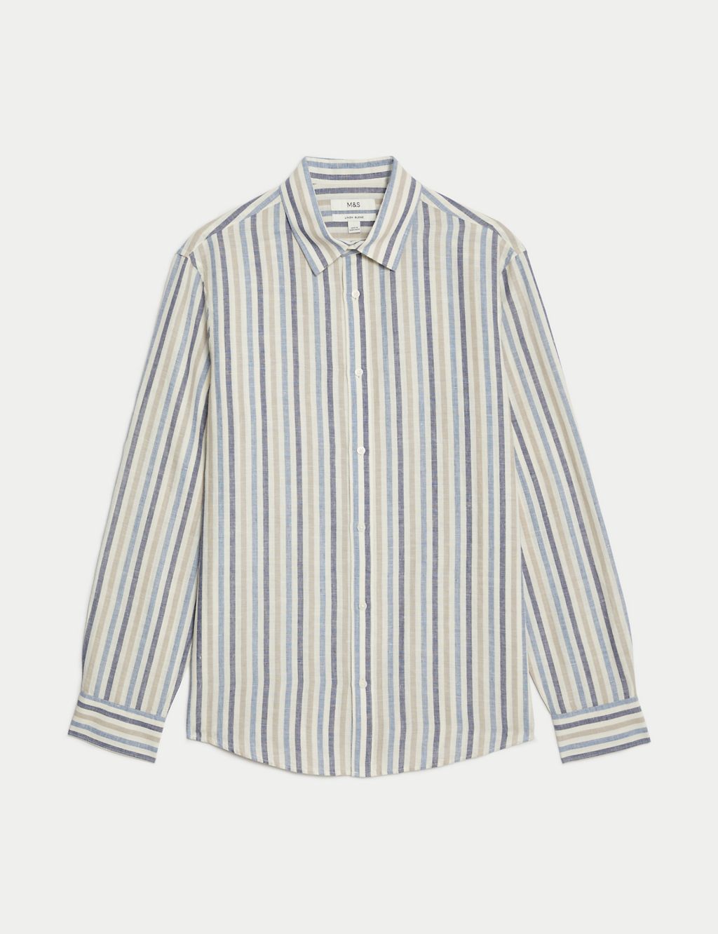 Easy Iron Cotton Linen Blend Striped Shirt 1 of 6
