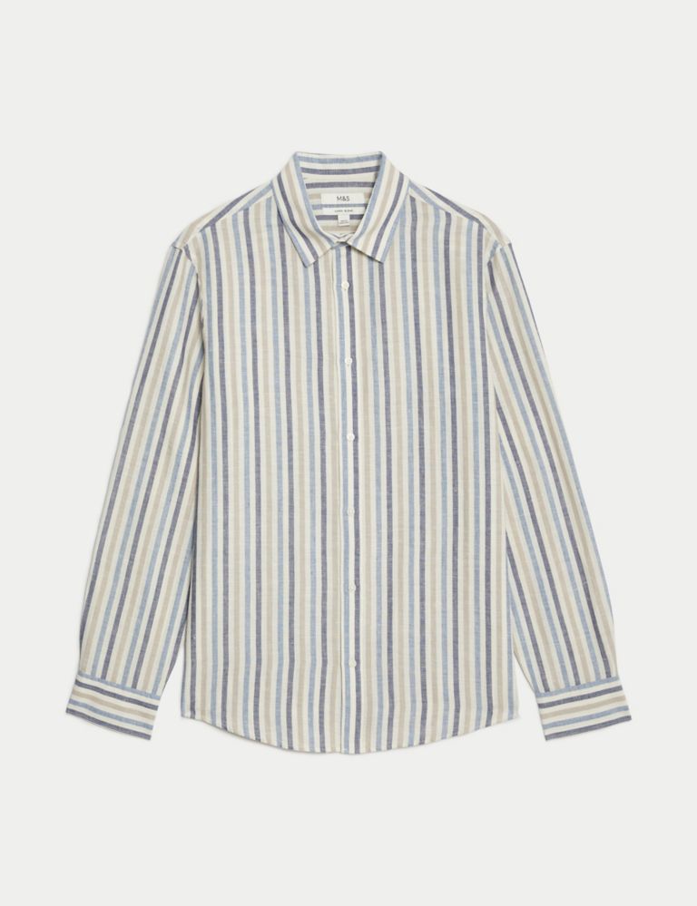 Easy Iron Cotton Linen Blend Striped Shirt 3 of 6
