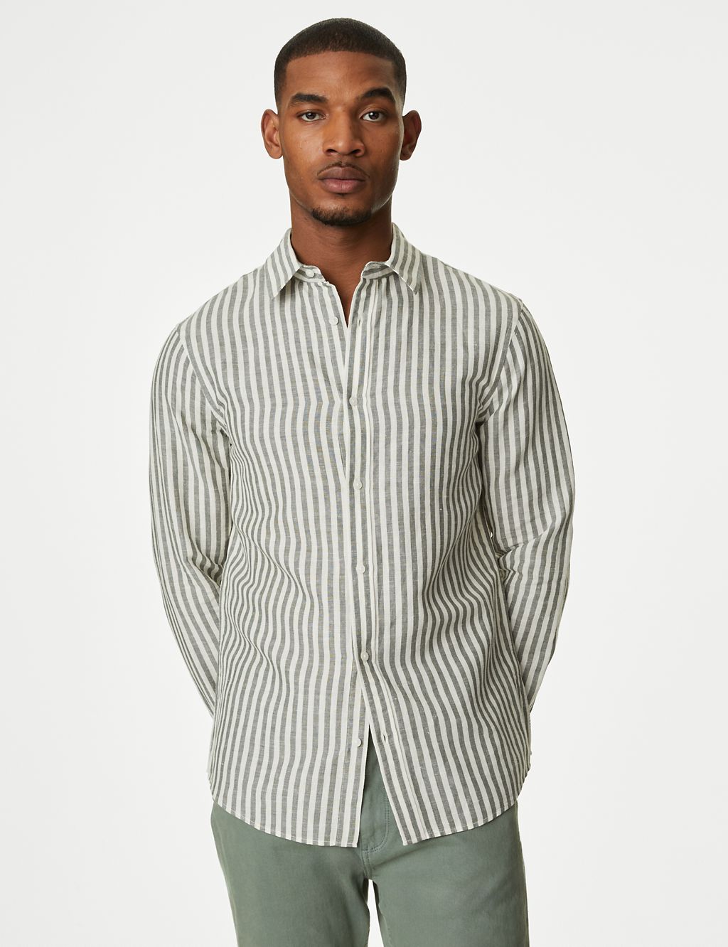 Easy Iron Cotton Linen Blend Striped Shirt 4 of 5