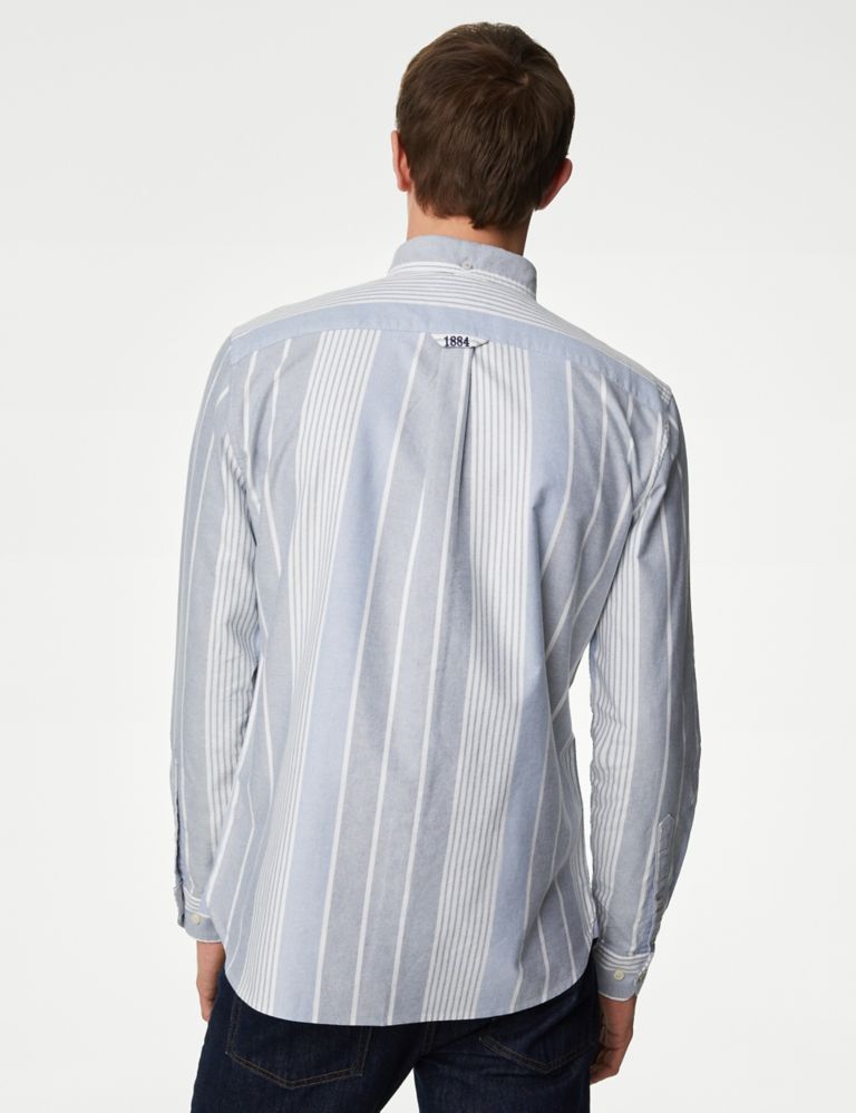 Easy Iron Cotton Rich Striped Oxford Shirt 5 of 5
