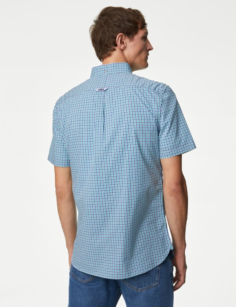Easy Iron Cotton Stretch Gingham Check Oxford Shirt 5 of 5