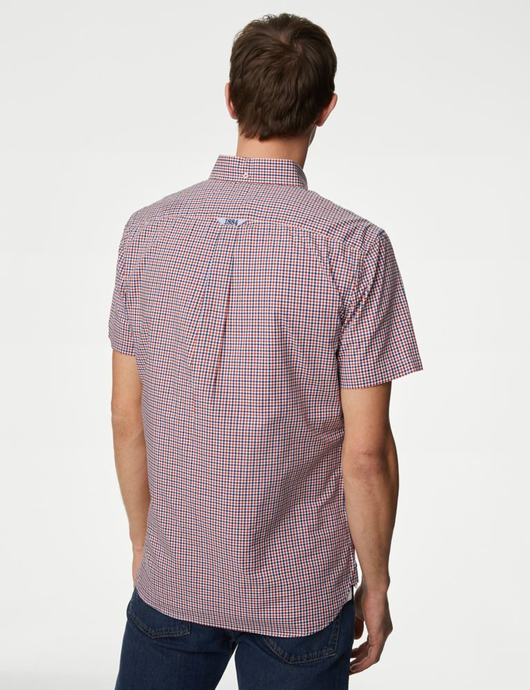 Easy Iron Cotton Stretch Gingham Check Oxford Shirt 5 of 5