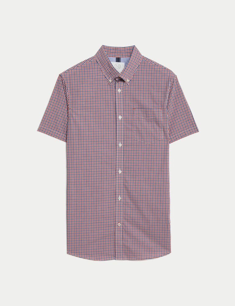 Easy Iron Cotton Stretch Gingham Check Oxford Shirt 2 of 5