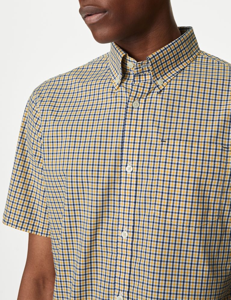 Easy Iron Cotton Stretch Gingham Check Oxford Shirt 4 of 5
