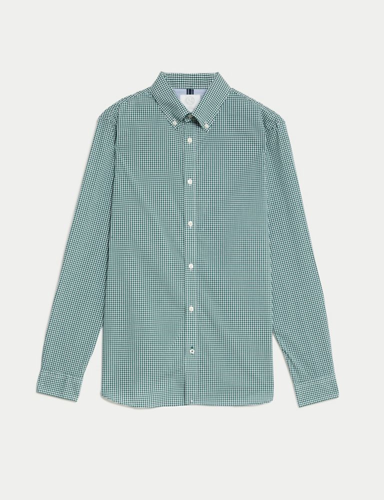 Easy Iron Cotton Stretch Gingham Oxford Shirt 2 of 5