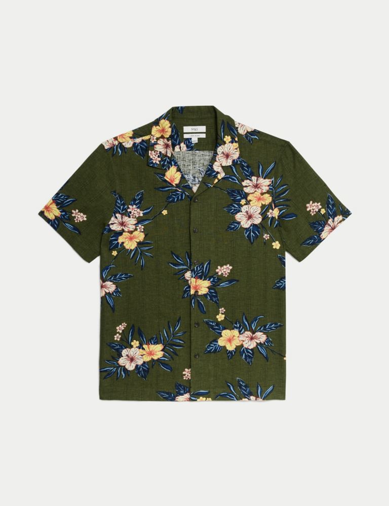 Easy Iron Linen Blend Floral Shirt 2 of 5