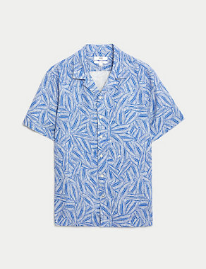 Easy Iron Linen Blend Hawaiian Printed Shirt Image 2 of 5